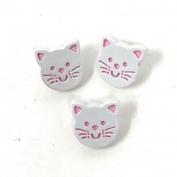 Bouton Tête de Chat 14mm : Blanc et Rose