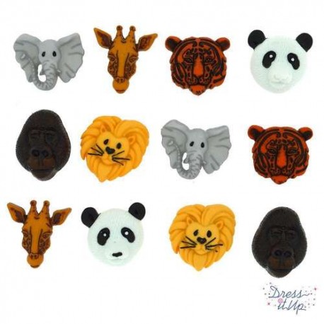 Boutons Dress It Up : Animal World - Animaux de Monde - Boutons 3D