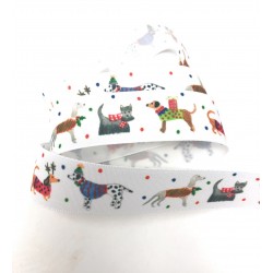 Ruban de Noël - Jolly Dogs - 25mm Ruban Taffetas - Vendu par Mètre