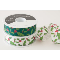 Ruban de Noël - Holly Berry - 25mm Grosgrain Ruban - Vendu par Mètre - Couleur au Choix