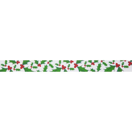 Ruban de Noël - Holly Berry - 25mm Grosgrain Ruban - Vendu par Mètre - Couleur au Choix