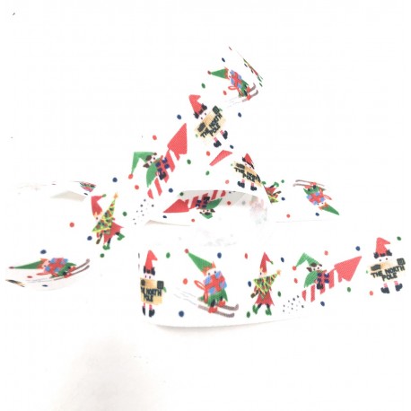 Ruban de Noël - Santa's Elves- 25mm Ruban Taffetas - Vendu par Mètre