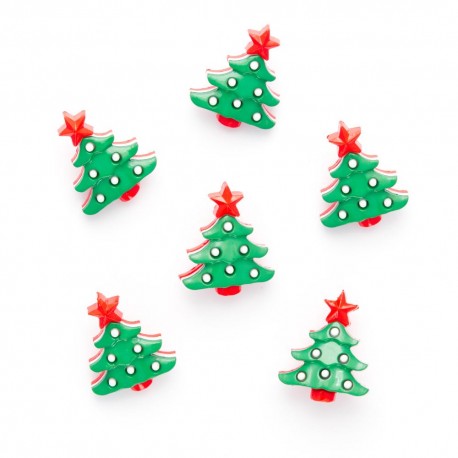 Bouton de Noël en Attache Dos - Sapin de Noël Arbre de Noël 20 x 25mm - Lot de 10