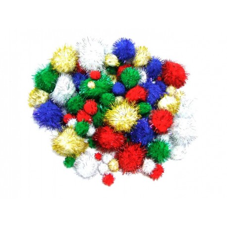 Pompons de Guirlandes Tailles Mixtes Couleurs Noël x 100