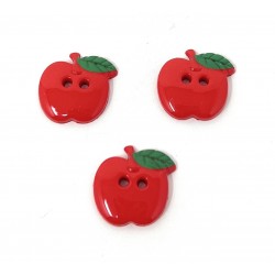 Bouton Pomme Rouge 18MM avec Deux Trous - Lot de 6