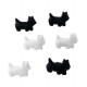 Bouton Chien Ecossais 17mm avec Attache Dos Lot de 6 - Noir ou Blanc