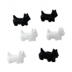 Bouton Chien Ecossais 17mm avec Attache Dos Lot de 6 - Noir ou Blanc