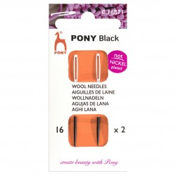 Pony Aiguilles Laine Noir avec Oeil Blanc Pour coudre les Tricots Taille 16